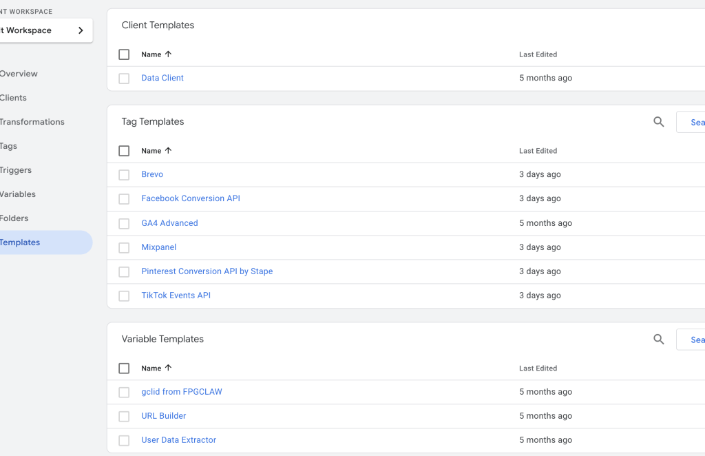 server side tracking clients